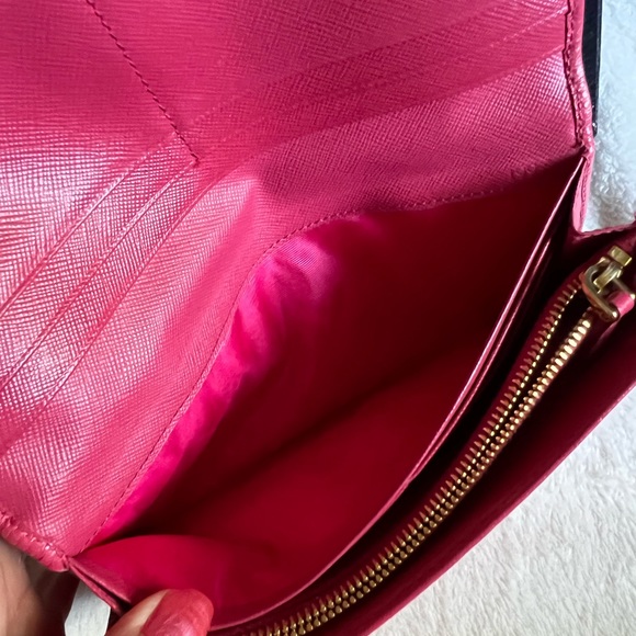 Prada saffiano quilted long wallet hot pink and gold tone hardware w box! EUD - Picture 13 of 16